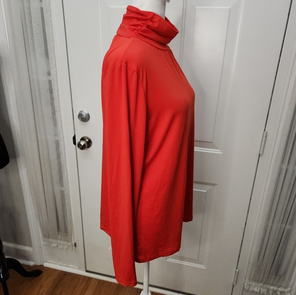 DoublJu Red Long Sleeve Mock Turtleneck Shirt  Size 2X - Picture 4 of 5